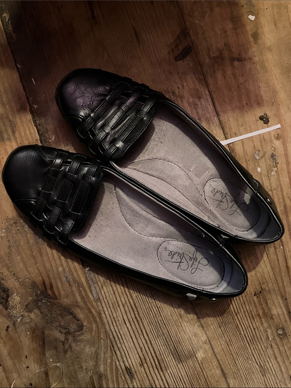 Life Stride Black Woven Toe Ballet Flats